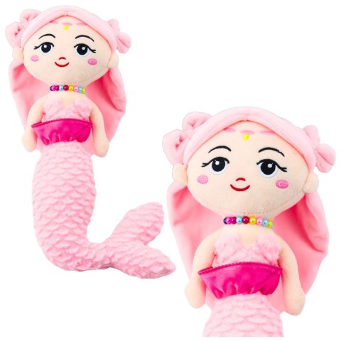 LEAN Toys Pluszowa Syrenka z Koralami Przytulanka Różowa 32cm