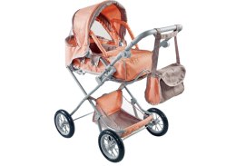 LEAN Toys Śliczny Różowy Głęboki Wózek dla Lalek w Kwiatki