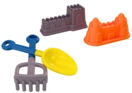 LEAN Toys Zestaw Do Piasku Młynek Łopatka Grabki Foremki Pomarańczowy