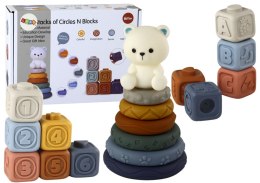 LEAN Toys Zestaw Edukacyjny Dla Malucha Miękkie Klocki Piramidka Miś
