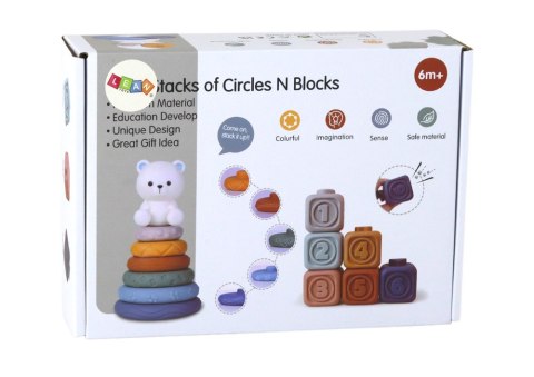 LEAN Toys Zestaw Edukacyjny Dla Malucha Miękkie Klocki Piramidka Miś LEAN Toys Zestaw Edukacyjny Dla Malucha Miękkie Klocki Piramidka Miś