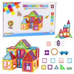 LEAN Toys Zestaw Klocki Mgnetyczne Konstrukcyjne Edukacyjne Kolorowe 70el
