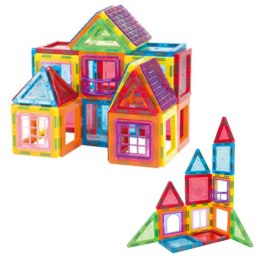 LEAN Toys Zestaw Klocki Mgnetyczne Konstrukcyjne Edukacyjne Kolorowe 70el