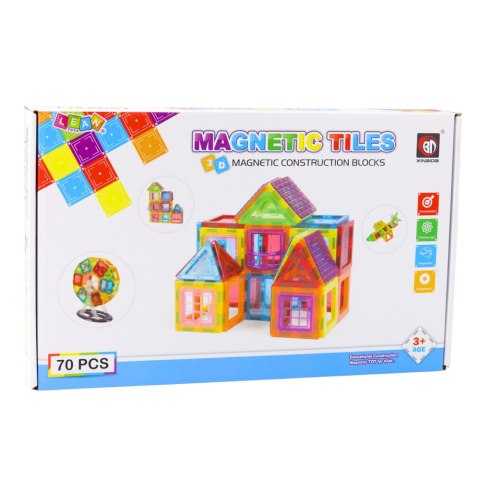 LEAN Toys Zestaw Klocki Mgnetyczne Konstrukcyjne Edukacyjne Kolorowe 70el LEAN Toys Zestaw Klocki Mgnetyczne Konstrukcyjne Edukacyjne Kolorowe 70el