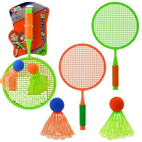 LEAN Toys Zestaw Rakiety Do Badmintona 2 Rakietki 2 Duże Lotki Z Piłką LEAN Toys Zestaw Rakiety Do Badmintona 2 Rakietki 2 Duże Lotki Z Piłką