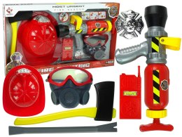 LEAN Toys Zestaw Straż Pożarna Gaśnica Na Wodę Maska Kask Czerwony