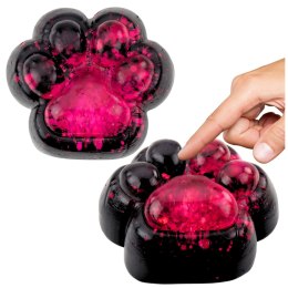 LEAN TOYS Gniotek Kocia Łapka Antystresowa Sensoryczna Squishy Czarna Różowy Brokat