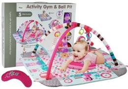 LEAN Toys Duża Mata Basen Edukacyjna dla Niemowląt 5w1 z Pałąkami Hipopotam Piłeczki
