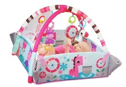 LEAN Toys Duża Mata Basen Edukacyjna dla Niemowląt 5w1 z Pałąkami Hipopotam Piłeczki