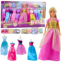 LEAN Toys Duży Zestaw Modowy Kolekcja Anlily Lalka Sukienki Akcesoria 24el.