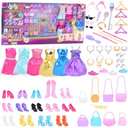 LEAN Toys Duży Zestaw Modowy Kolekcja Anlily Sukienki Akcesoria 65el.