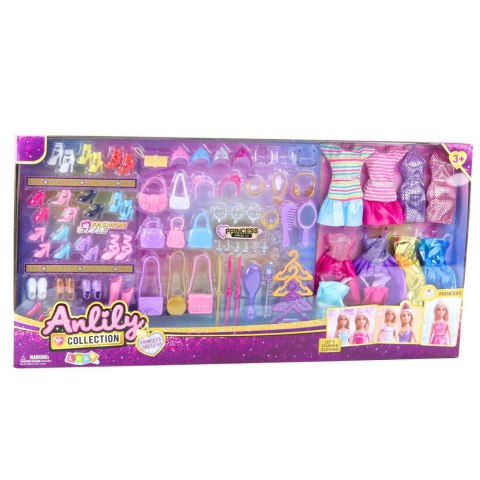 LEAN Toys Duży Zestaw Modowy Kolekcja Anlily Sukienki Akcesoria 65el. LEAN Toys Duży Zestaw Modowy Kolekcja Anlily Sukienki Akcesoria 65el.