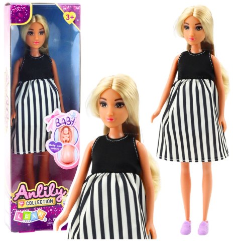 LEAN Toys Lalka Anlily W Ciąży Sukienka w Czarno-Białe Paski Niemowlę LEAN Toys Lalka Anlily W Ciąży Sukienka w Czarno-Białe Paski Niemowlę