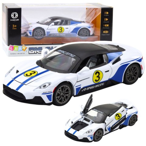 LEAN Toys Samochód Metalowy Sportowy Światła Dźwięki Napęd Biały 1:22 LEAN Toys Samochód Metalowy Sportowy Światła Dźwięki Napęd Biały 1:22