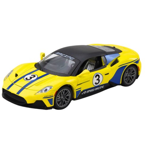 LEAN Toys Samochód Metalowy Sportowy Światła Dźwięki Napęd Żółty 1:22 LEAN Toys Samochód Metalowy Sportowy Światła Dźwięki Napęd Żółty 1:22