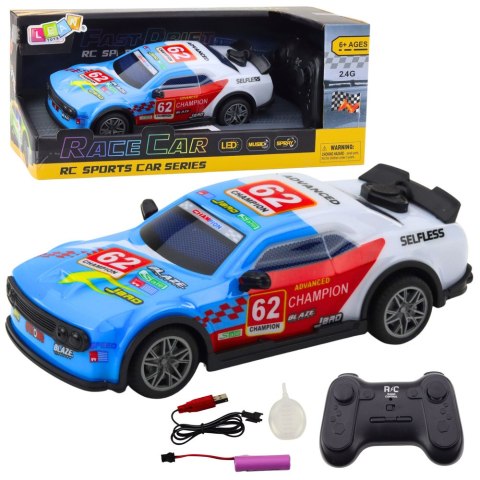 LEAN Toys Samochód Sportowy Zdalnie Sterowany RC Światła Para Wodna Niebieski 1:22 LEAN Toys Samochód Sportowy Zdalnie Sterowany RC Światła Para Wodna Niebieski 1:22