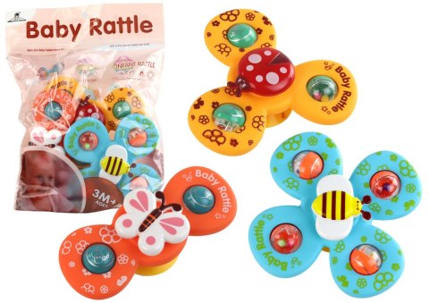 LEAN Toys Zabawka Sensoryczna Spinnery Biedronka Pszczółka Motylek Przyssawki