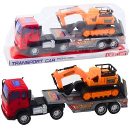 LEAN Toys Zestaw Ciężarówka Laweta Naczepa Koparka Gąsienicowa