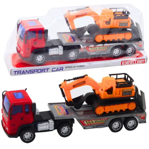 LEAN Toys Zestaw Ciężarówka Laweta Naczepa Koparka Gąsienicowa LEAN Toys Zestaw Ciężarówka Laweta Naczepa Koparka Gąsienicowa