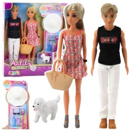 LEAN Toys Zestaw Lalki Anlily Dziewczyna z Chłopakiem Akcesoria Kapelusz Piesek