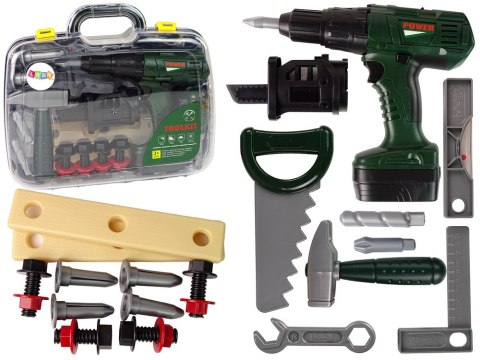 LEAN Toys Zestaw Majsterkowicza w Walizce Wkrętarka Na Baterie Zielony