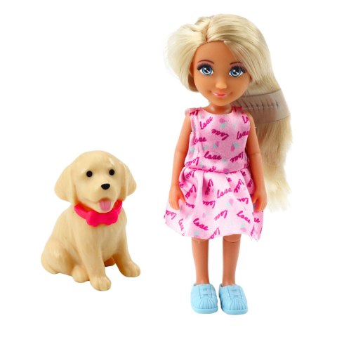 LEAN Toys Zestaw Mini Laleczka Ankiki Na Skuterze Trójkołowym Piesek LEAN Toys Zestaw Mini Laleczka Ankiki Na Skuterze Trójkołowym Piesek