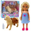 LEAN Toys Zestaw Mini Laleczka Ankiki Pies Z Torbą Szczeniaczki Kość