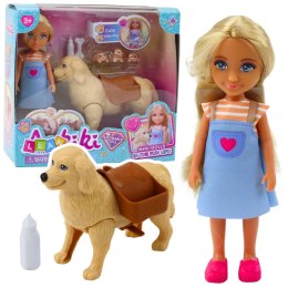 LEAN Toys Zestaw Mini Laleczka Ankiki Pies Z Torbą Szczeniaczki Kość