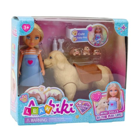 LEAN Toys Zestaw Mini Laleczka Ankiki Pies Z Torbą Szczeniaczki Kość LEAN Toys Zestaw Mini Laleczka Ankiki Pies Z Torbą Szczeniaczki Kość