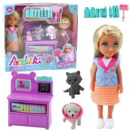 LEAN Toys Zestaw Mini Laleczka Weterynarz Pies Kot Akcesoria Do Leczenia