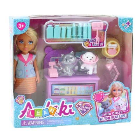LEAN Toys Zestaw Mini Laleczka Weterynarz Pies Kot Akcesoria Do Leczenia LEAN Toys Zestaw Mini Laleczka Weterynarz Pies Kot Akcesoria Do Leczenia