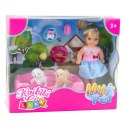 LEAN Toys Zestaw Mini Laleczka Z Dwoma Pieskami Legowisko Miski Z Karmą LEAN Toys Zestaw Mini Laleczka Z Dwoma Pieskami Legowisko Miski Z Karmą