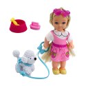 LEAN Toys Zestaw Mini Laleczka Z Pieskiem Na Smyczy Miska Z Kością
