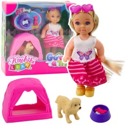 LEAN Toys Zestaw Mini Laleczka Z Pieskiem Namiotem I Akcesoriami