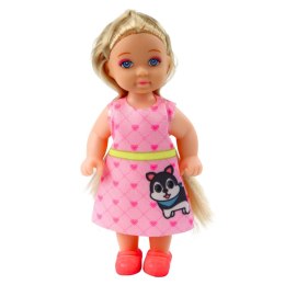 LEAN Toys Zestaw Mini Laleczka Z Pieskiem i Kotkiem Legowisko Miska Z Jedzeniem