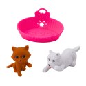 LEAN Toys Zestaw Mini Laleczka Z Pieskiem i Kotkiem Legowisko Miska Z Jedzeniem