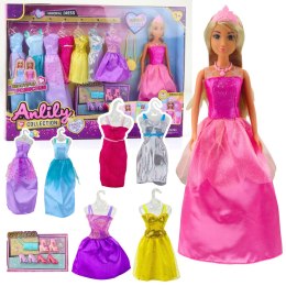 LEAN Toys Zestaw Modowy Kolekcja Lalka Anlily Sukienki Akcesoria 17el.