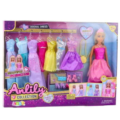 LEAN Toys Zestaw Modowy Kolekcja Lalka Anlily Sukienki Akcesoria 17el. LEAN Toys Zestaw Modowy Kolekcja Lalka Anlily Sukienki Akcesoria 17el.