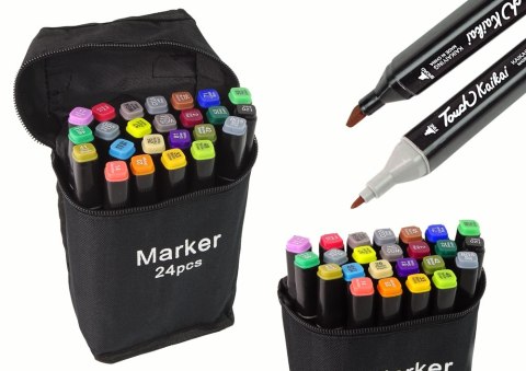 LEAN Toys Zestaw Pisaków Torba Markery Alkoholowych Dwustronne 24 Szt.