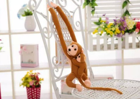 LEAN Toys Maskotka Pluszowa Małpka z Dzieckiem Ciemno Brązowa 90 cm LEAN Toys Maskotka Pluszowa Małpka z Dzieckiem Ciemno Brązowa 90 cm