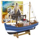 LEAN Toys Model Kolekcjonerski Dekoracyjny Statek Kuter Rybacki Niebieski 30x26cm