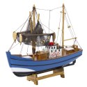 LEAN Toys Model Kolekcjonerski Dekoracyjny Statek Kuter Rybacki Niebieski 30x26cm