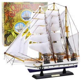 LEAN Toys Model Kolekcjonerski Dekoracyjny Statek Żaglowiec Fregata Biały 49x43cm