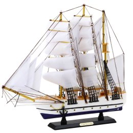 LEAN Toys Model Kolekcjonerski Dekoracyjny Statek Żaglowiec Fregata Biały 49x43cm