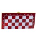 LEAN Toys Zestaw Drewniana Gra 3W1 Szachy Tryktrak Warcaby Składana Plansza 24x24cm