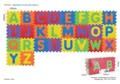 Mata Sensoryczna z 26 Puzzli Alfabet dla dzieci 10m+ Wyjmowane litery + Pianka EVA + Różne faktury Mata Sensoryczna z 26 Puzzli Alfabet dla dzieci 10m+ Wyjmowane litery + Pianka EVA + Różne faktury