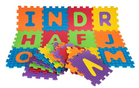Mata Sensoryczna z 26 Puzzli Alfabet dla dzieci 10m+ Wyjmowane litery + Pianka EVA + Różne faktury Mata Sensoryczna z 26 Puzzli Alfabet dla dzieci 10m+ Wyjmowane litery + Pianka EVA + Różne faktury