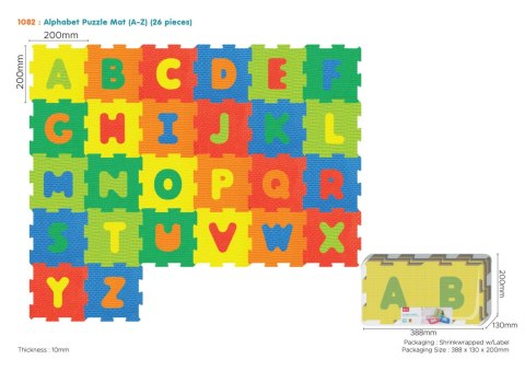 Mata z 26 Puzzli dla dzieci 10m+ Alfabet + Wyjmowane litery + Pianka EVA + Jaskrawe kolory Mata z 26 Puzzli dla dzieci 10m+ Alfabet + Wyjmowane litery + Pianka EVA + Jaskrawe kolory